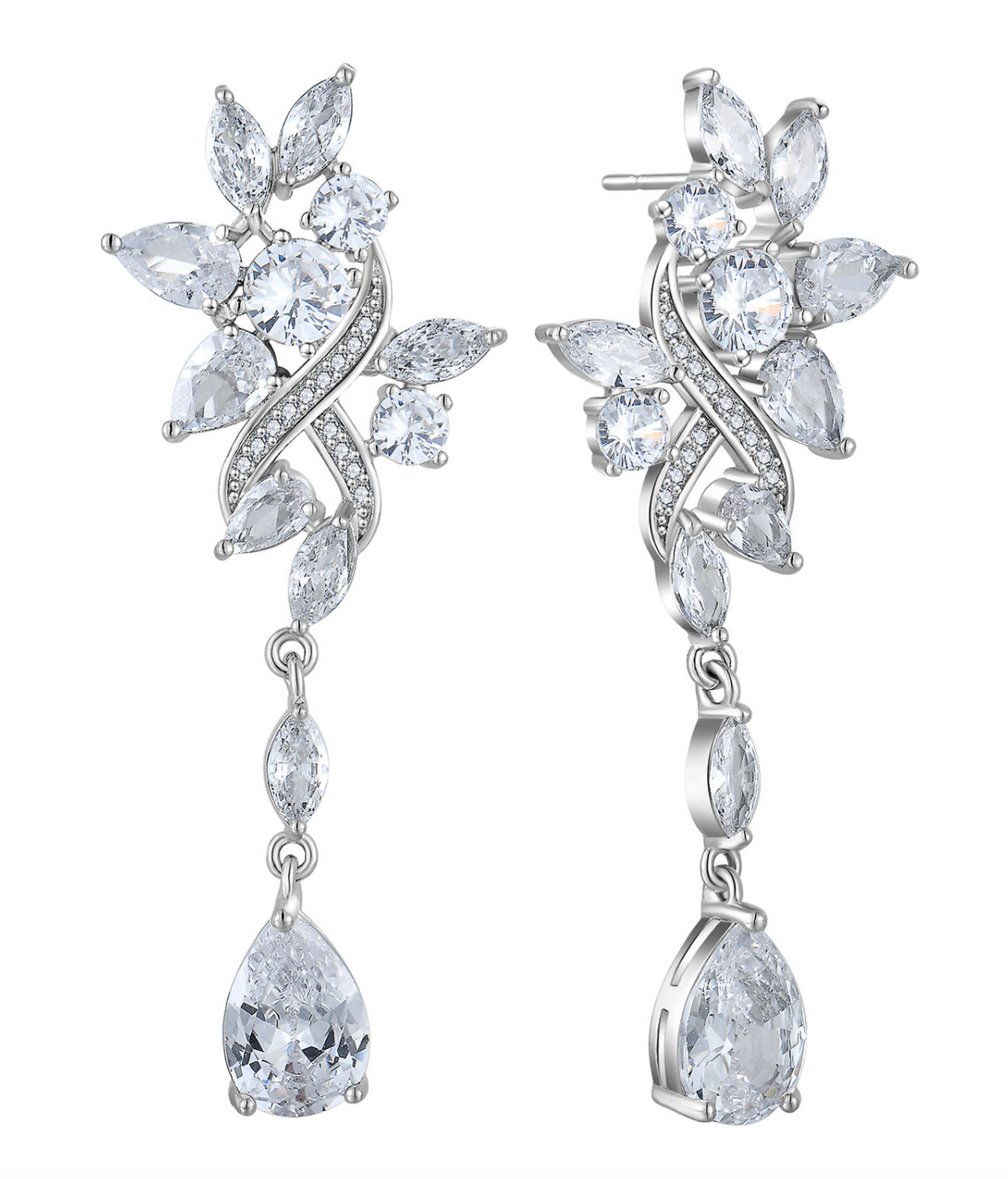 Elegant Leaf Zircon Teardrop Earrings