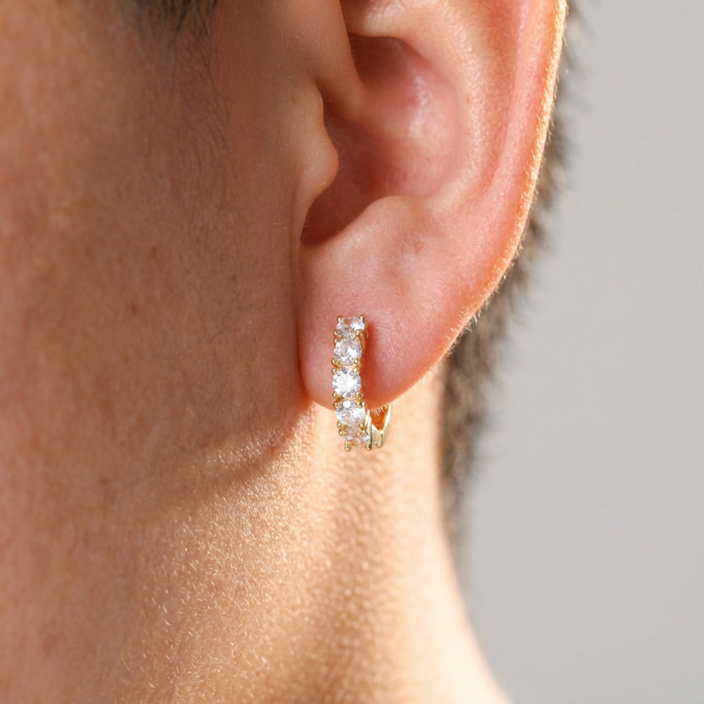 Single-Row Zircon Huggie Earrings