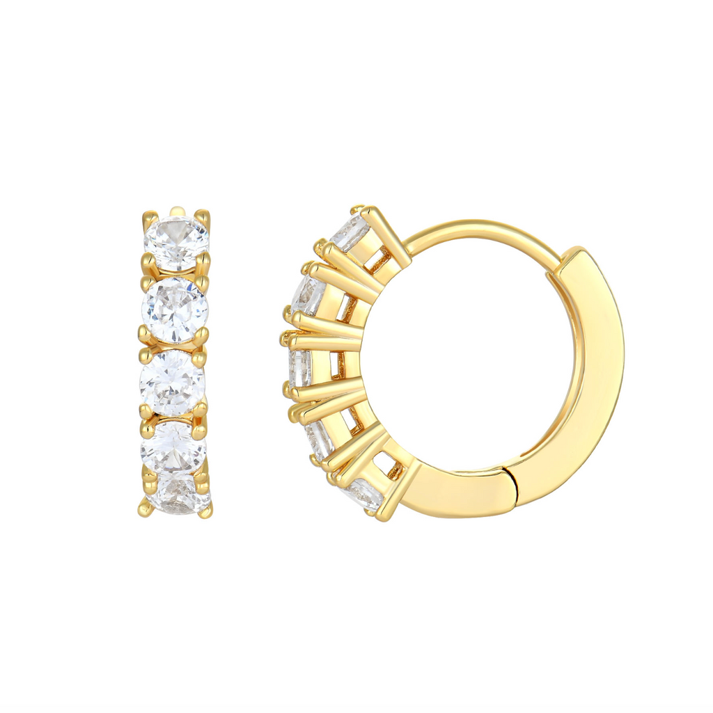 Single-Row Zircon Huggie Earrings