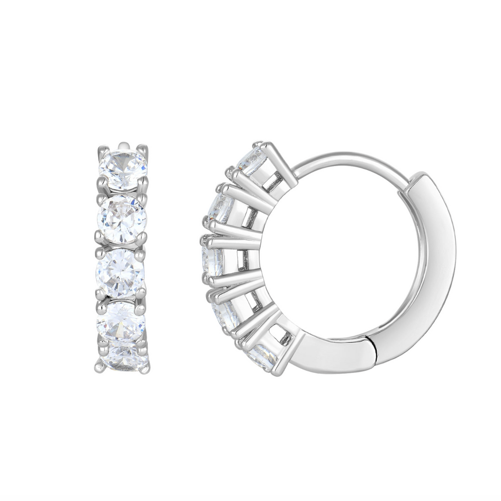 Single-Row Zircon Huggie Earrings