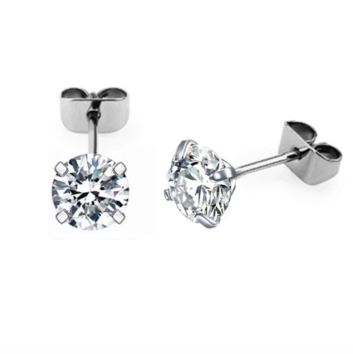 Titanium 4-Prong Zircon Stud Earrings