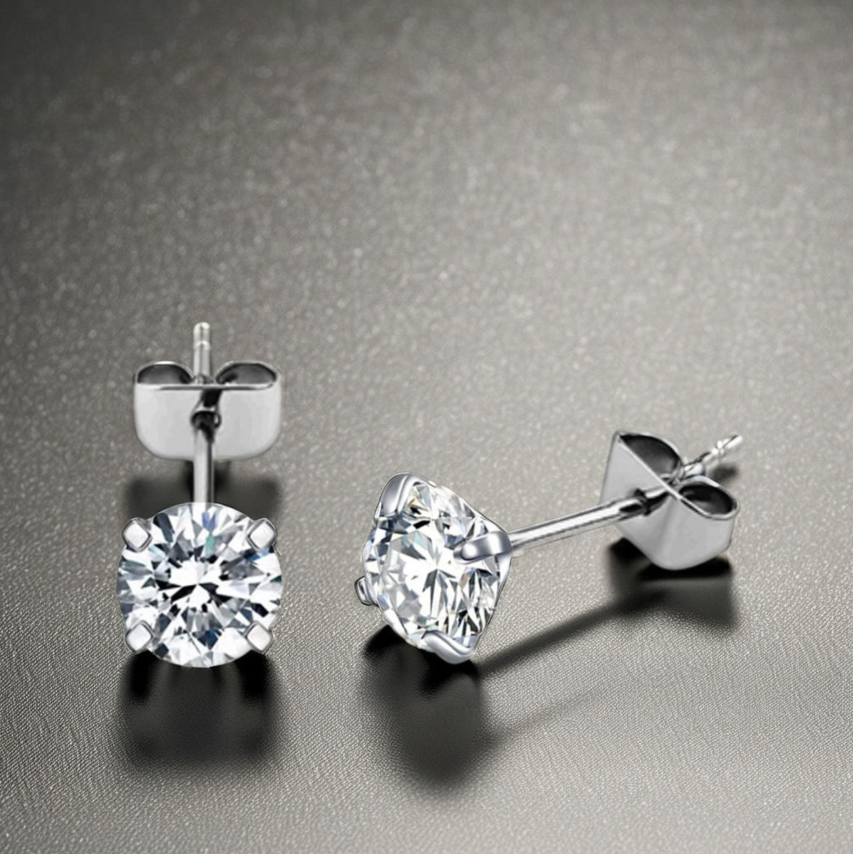 Titanium 4-Prong Zircon Stud Earrings