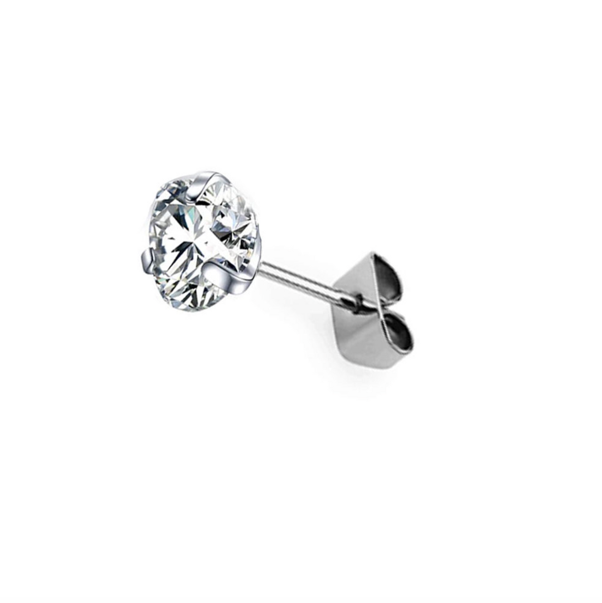 Titanium 4-Prong Zircon Stud Earrings