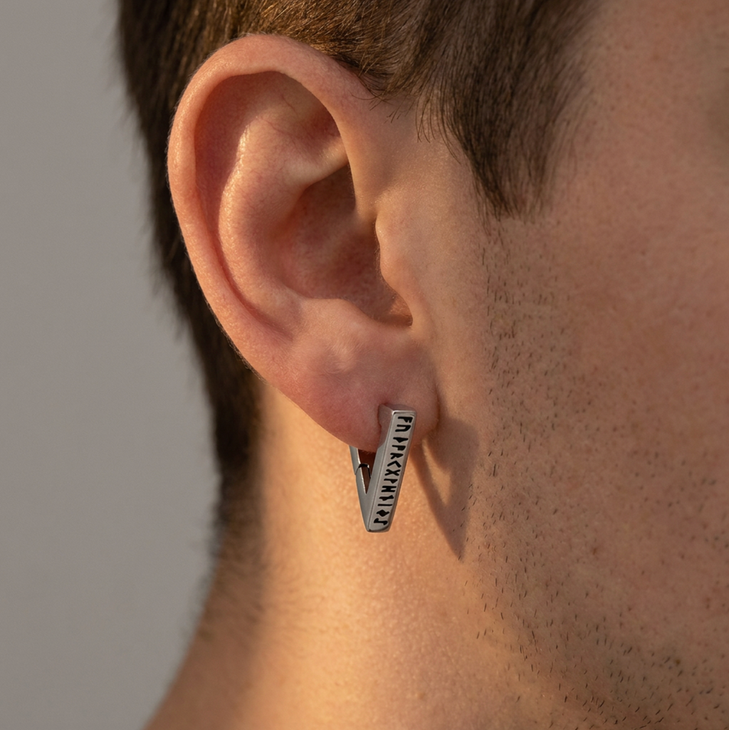 Triangle Rune Huggie Hoop Earrings