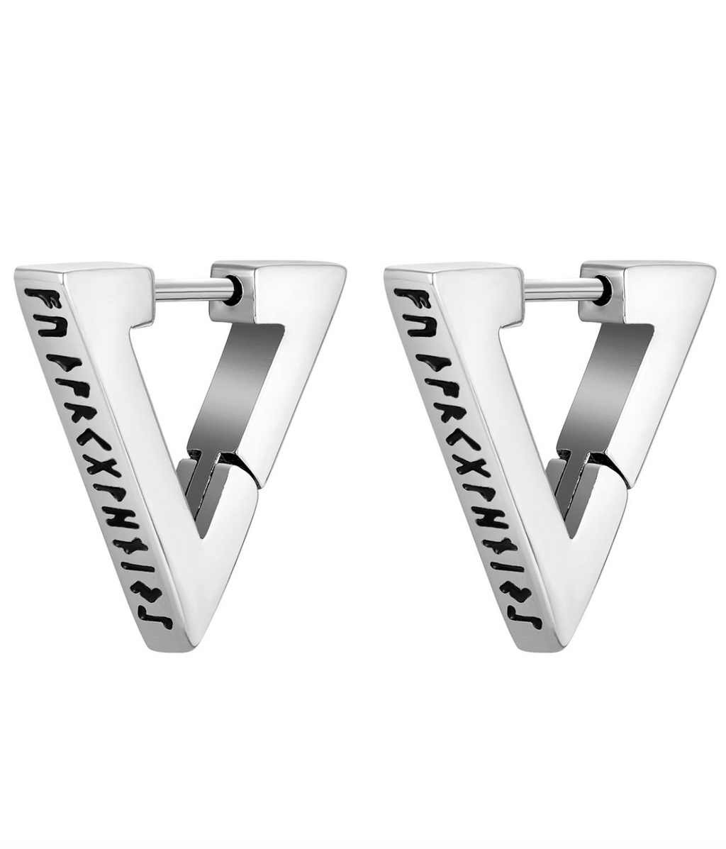 Triangle Rune Huggie Hoop Earrings