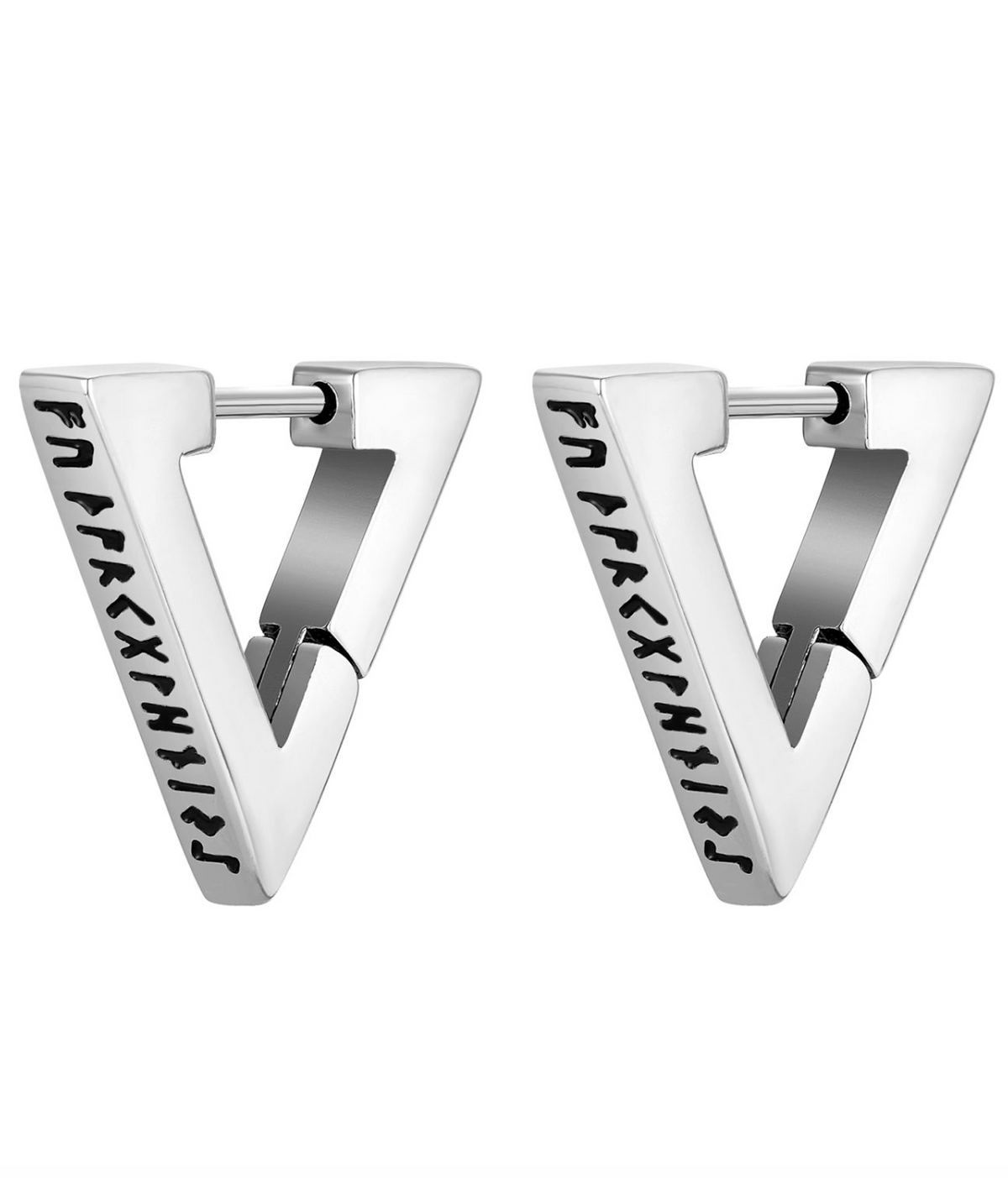 Triangle Rune Huggie Hoop Earrings