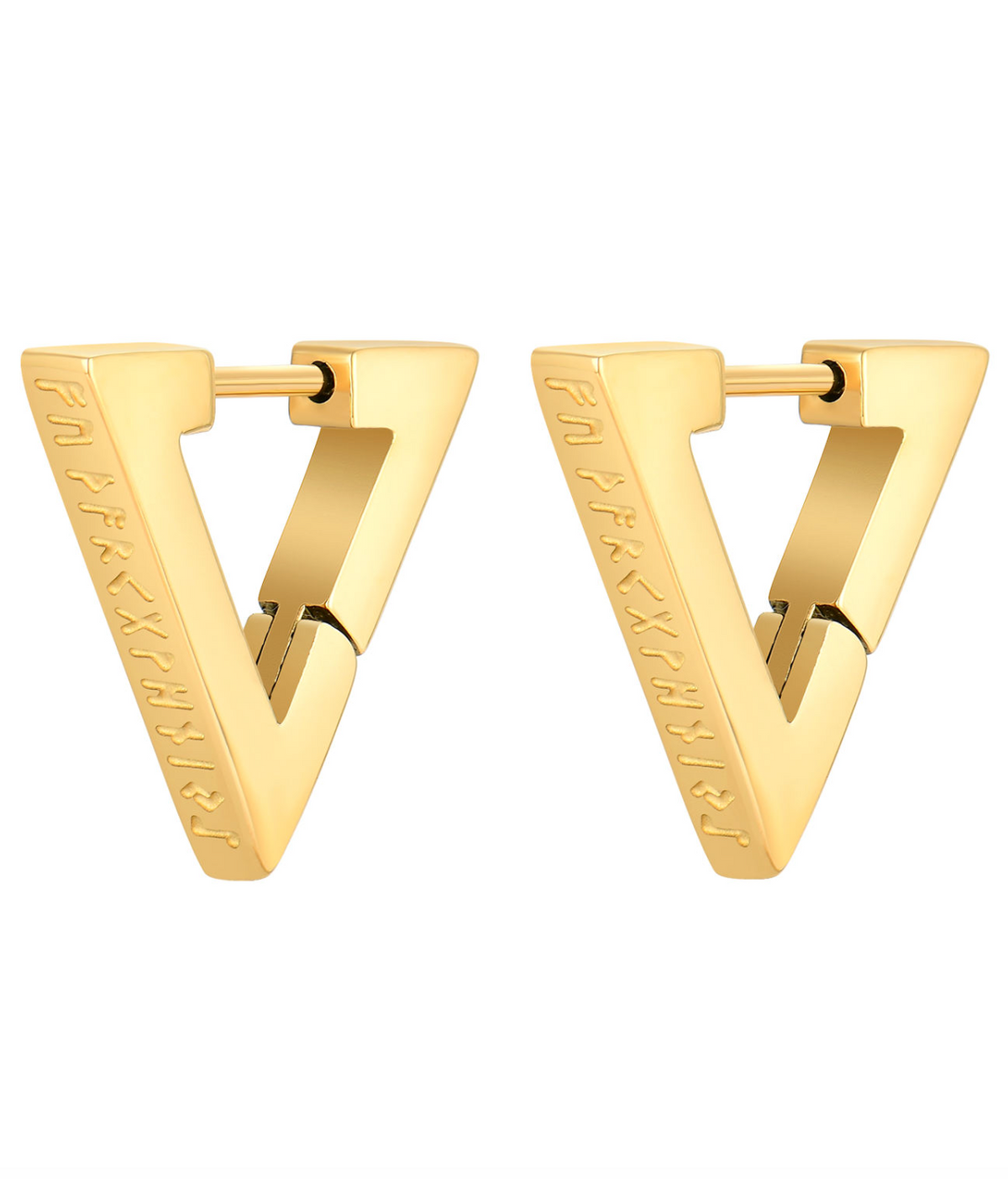 Triangle Rune Huggie Hoop Earrings