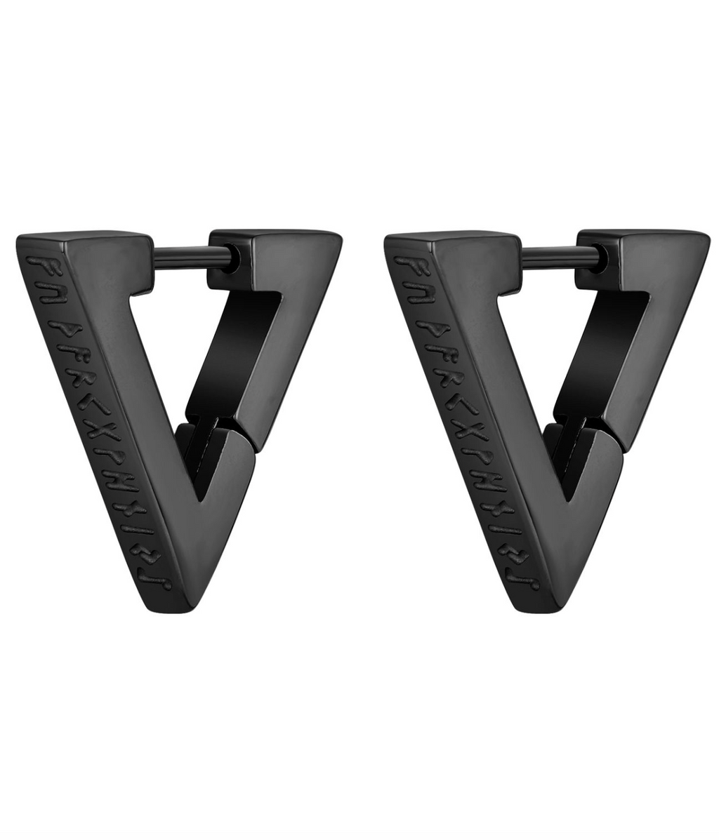 Triangle Rune Huggie Hoop Earrings