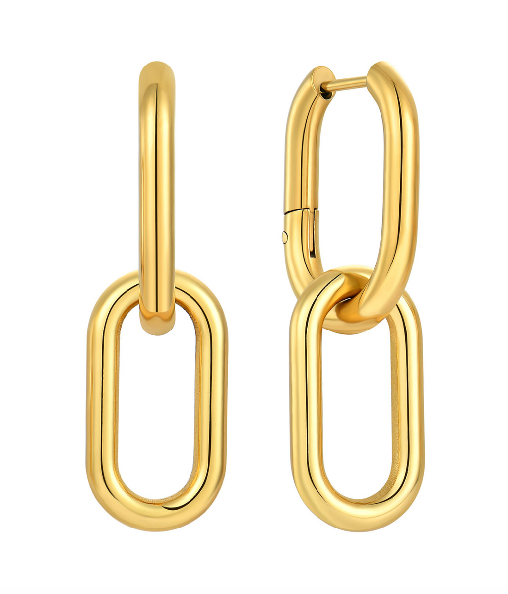 Oval Link Huggie Hoop Earrings