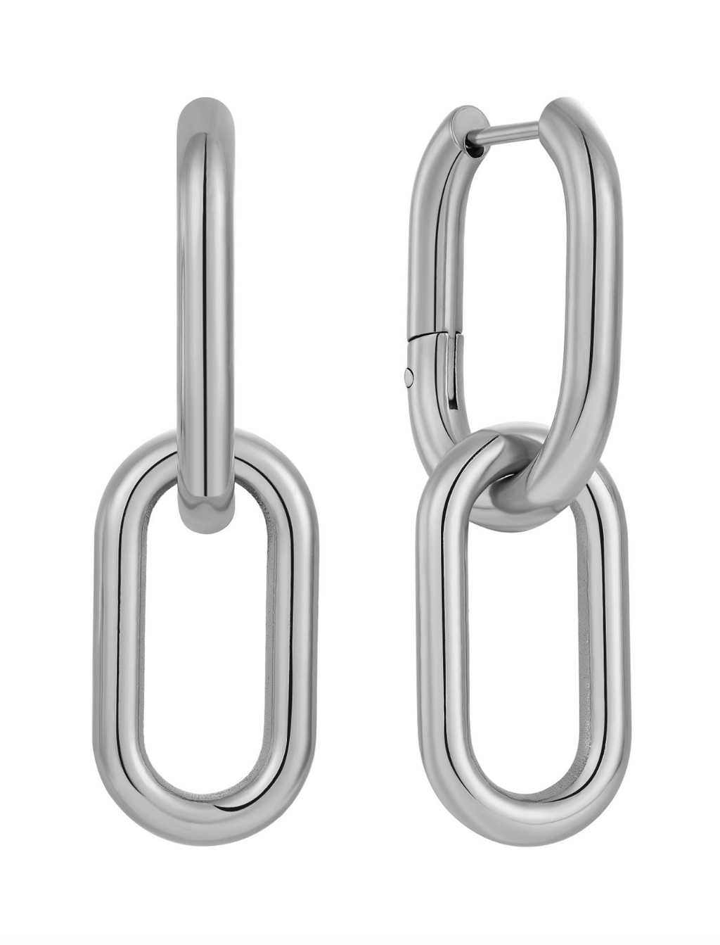 Oval Link Huggie Hoop Earrings