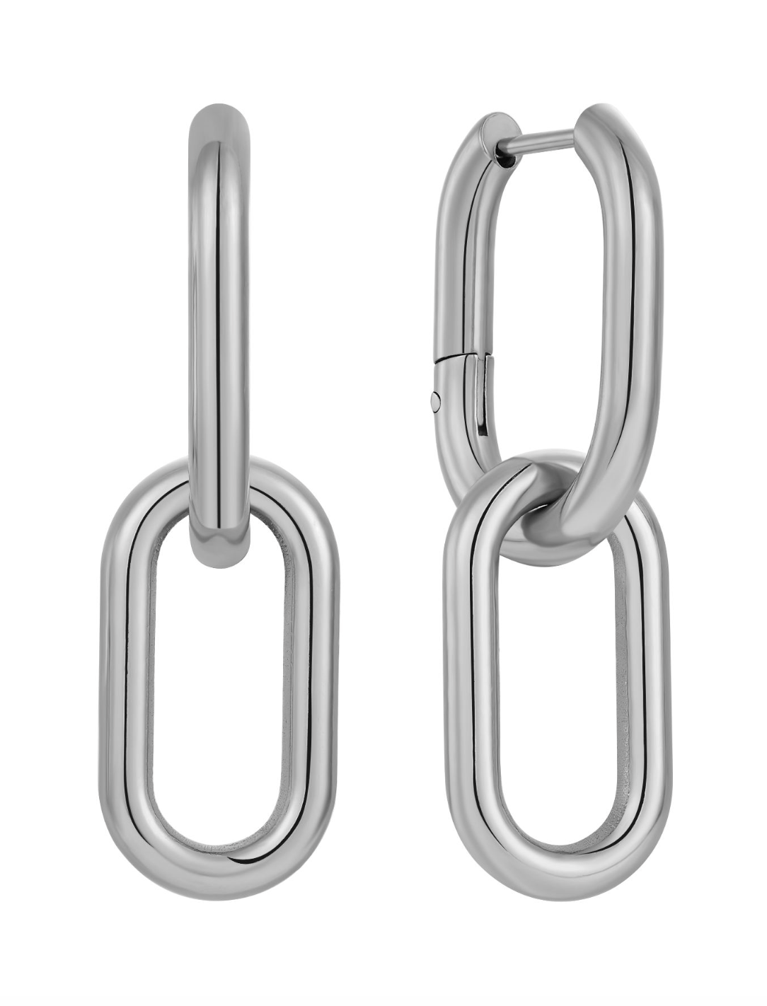 Oval Link Huggie Hoop Earrings