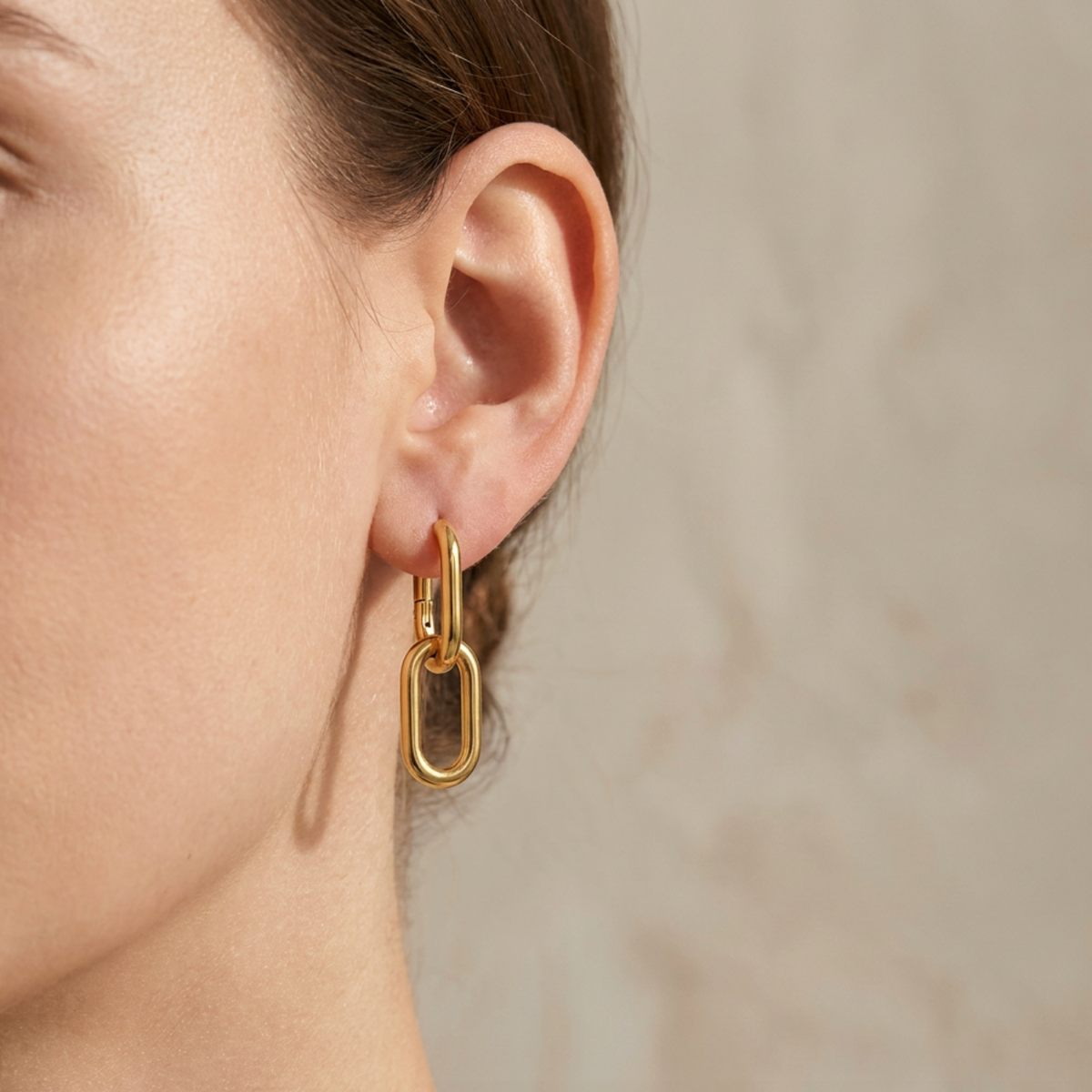 Oval Link Huggie Hoop Earrings