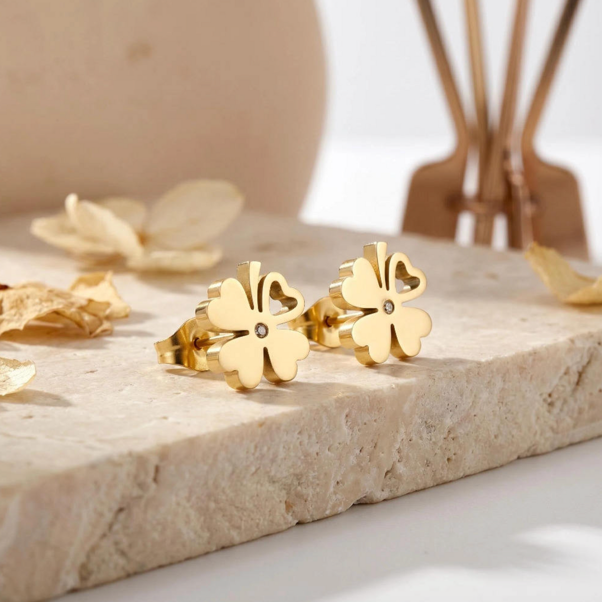 18K Gold-Plated Lucky Clover Earrings
